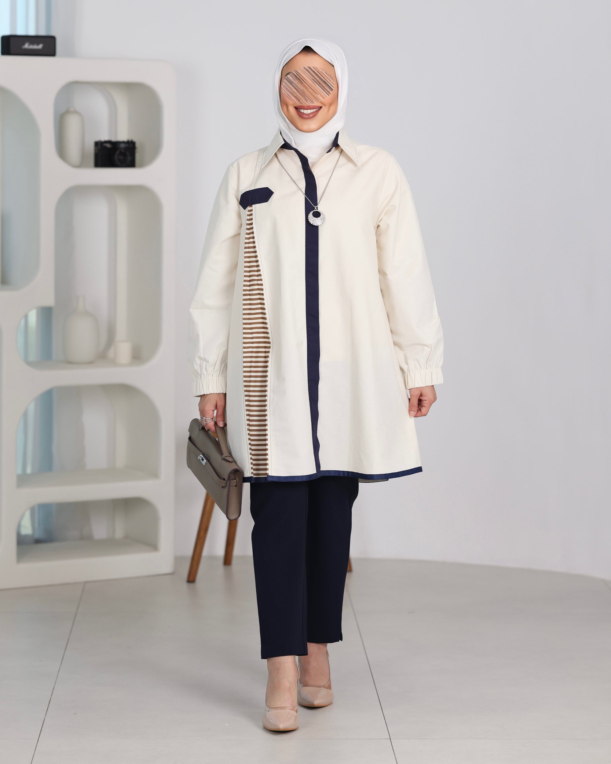 Shirt Model 1099 - Viscose Cotton - Beige