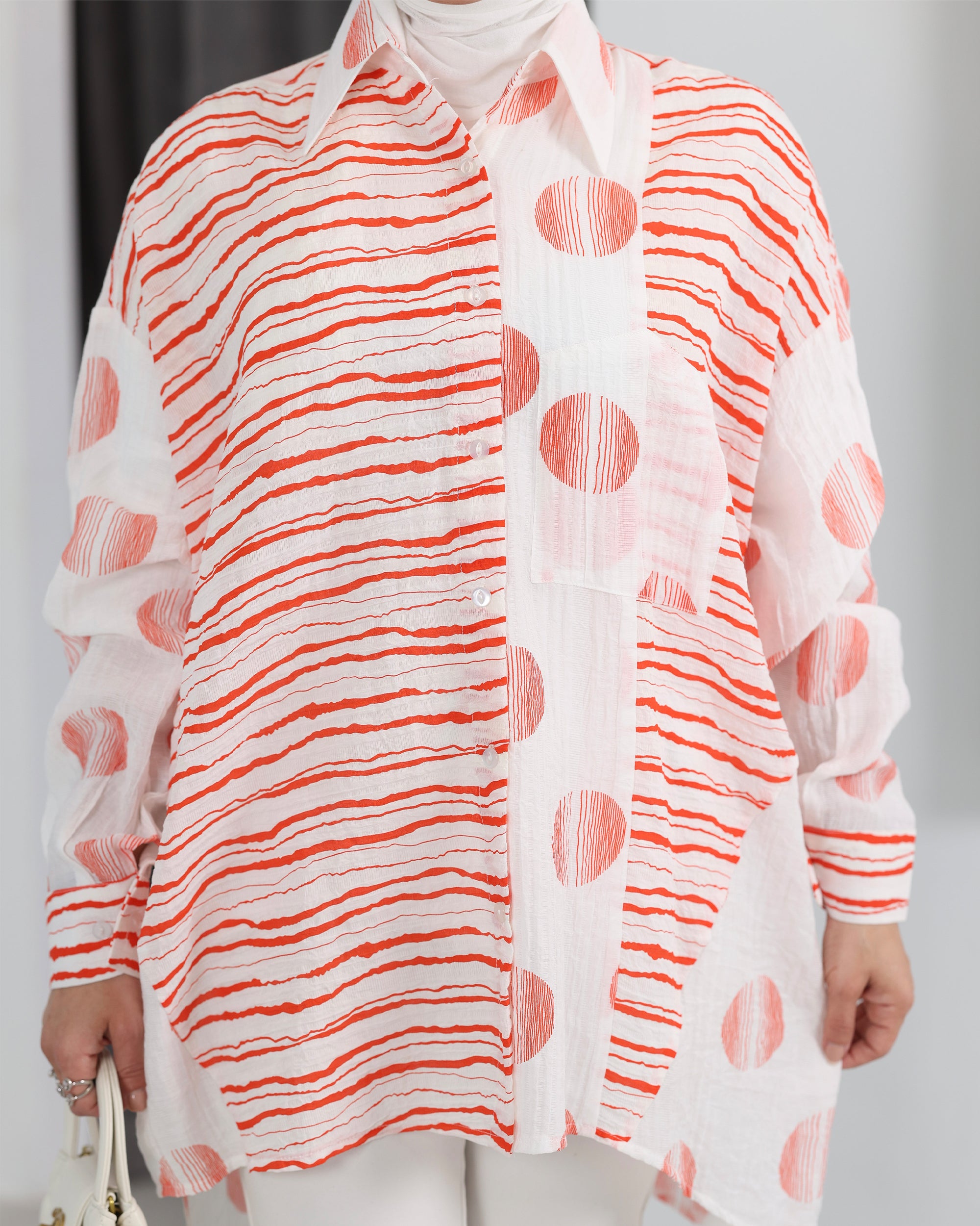 Shirt Model 1100 - Linen Crush - Pink & White