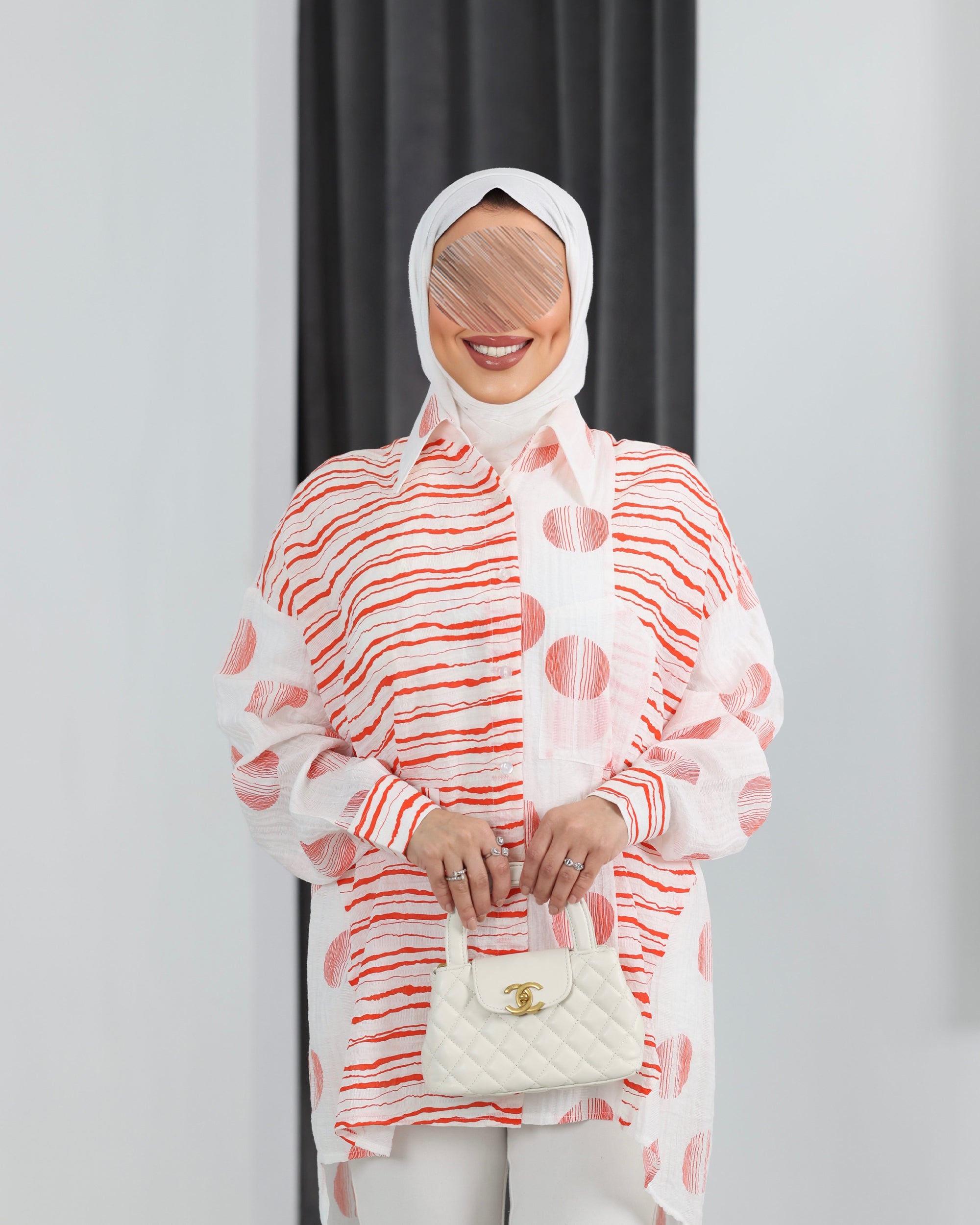 Shirt Model 1100 - Linen Crush - Pink & White