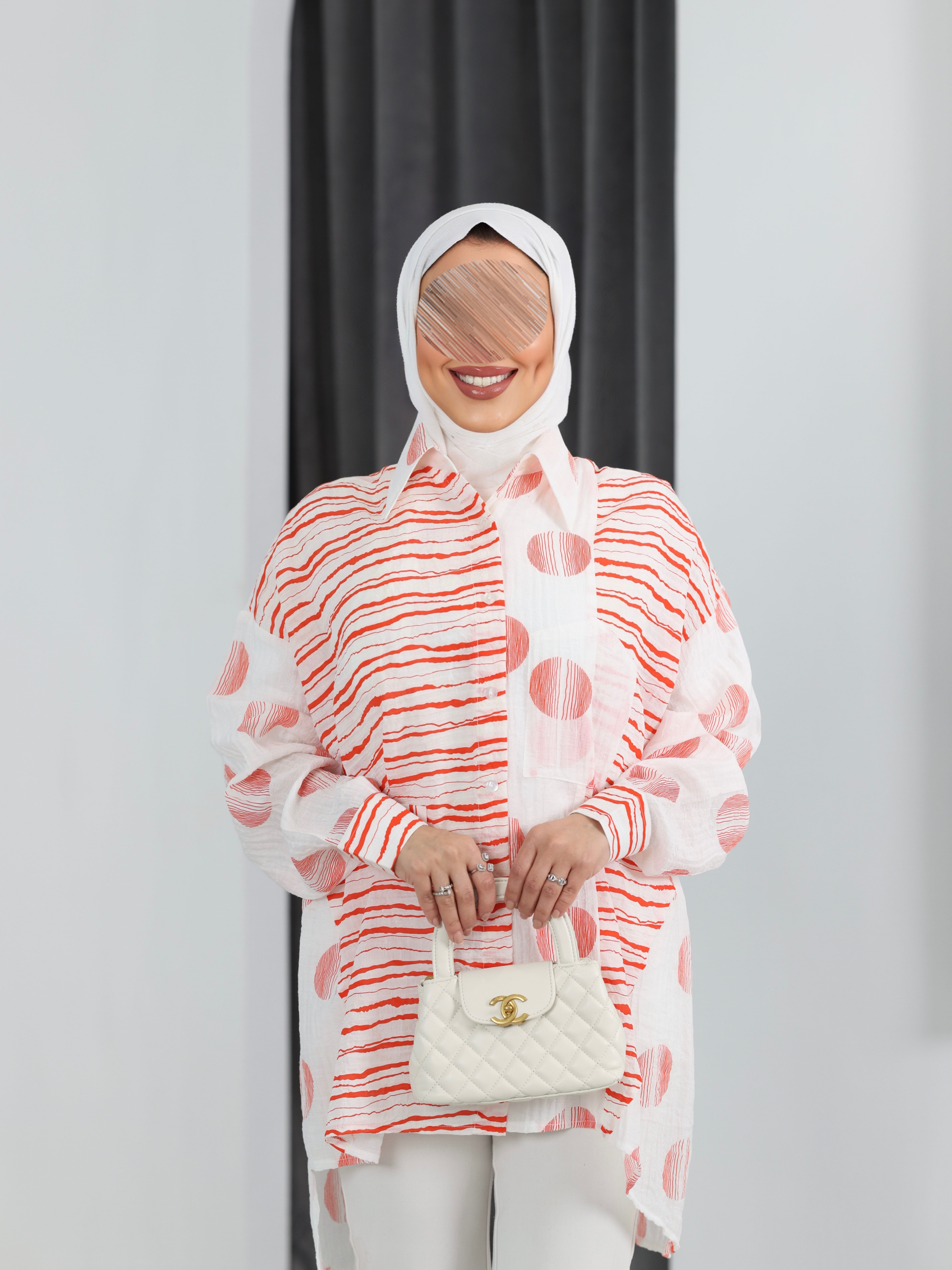 Shirt Model 1100 - Linen Crush - Pink & White