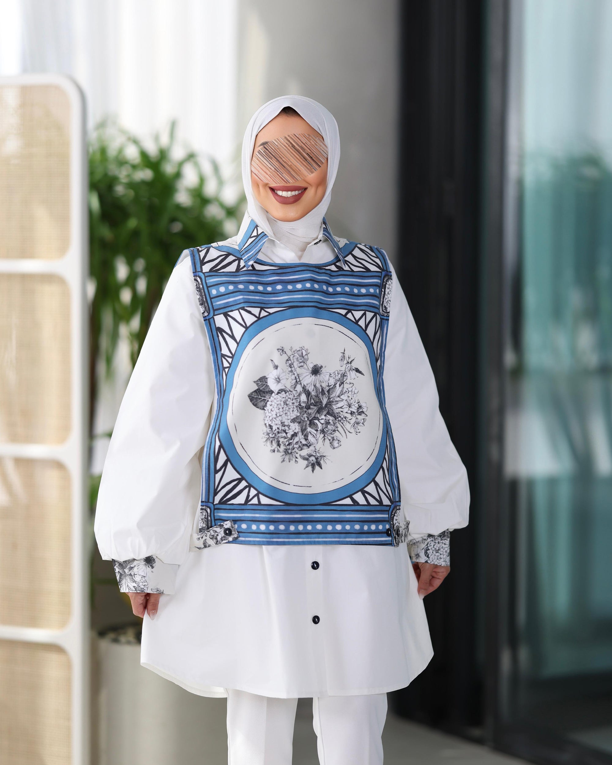 Shirt Model 1105 - Poplin - White & Blue