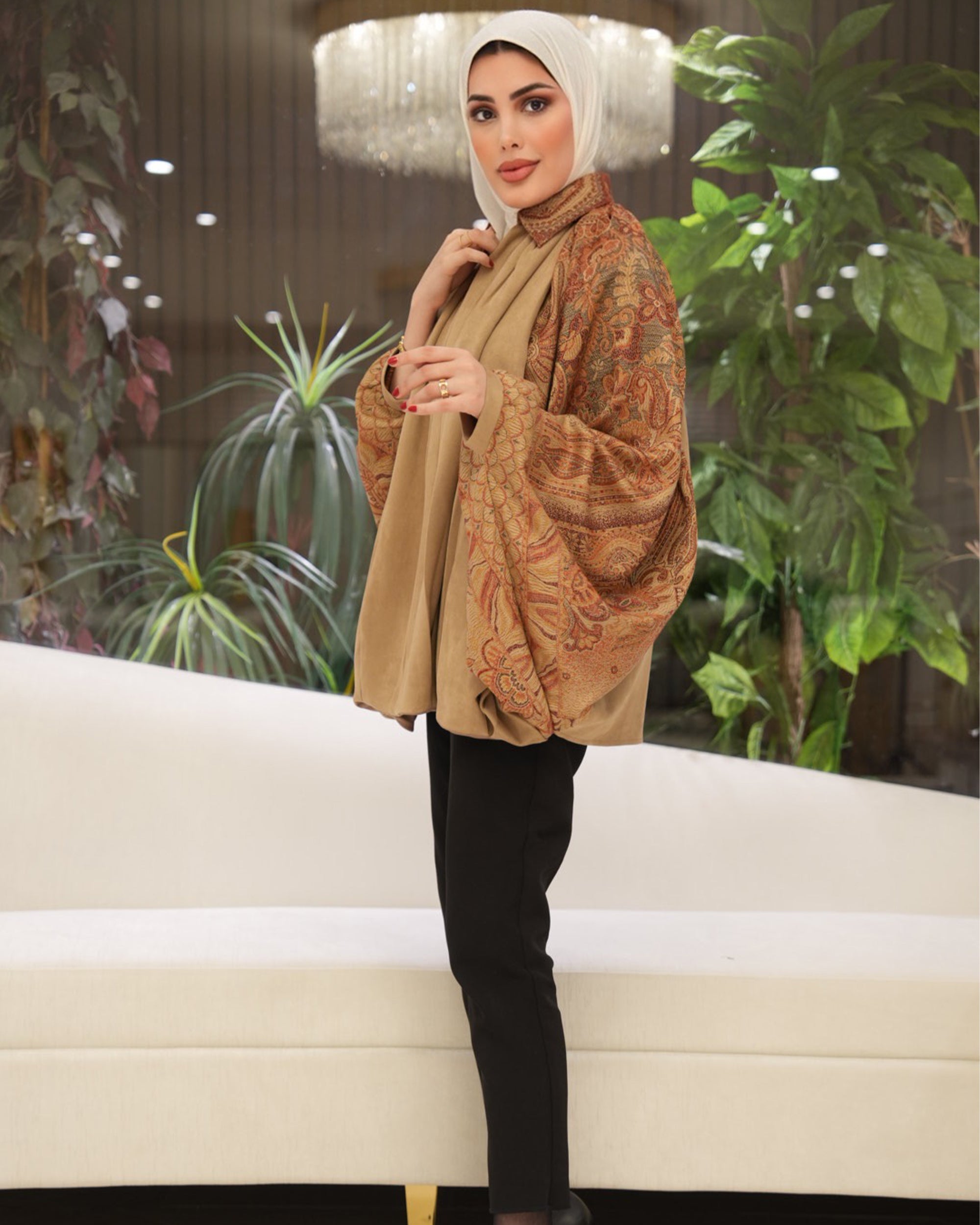 Shirt & Shawl Model 1109 - Chamois & Kashmir - Camel Beige
