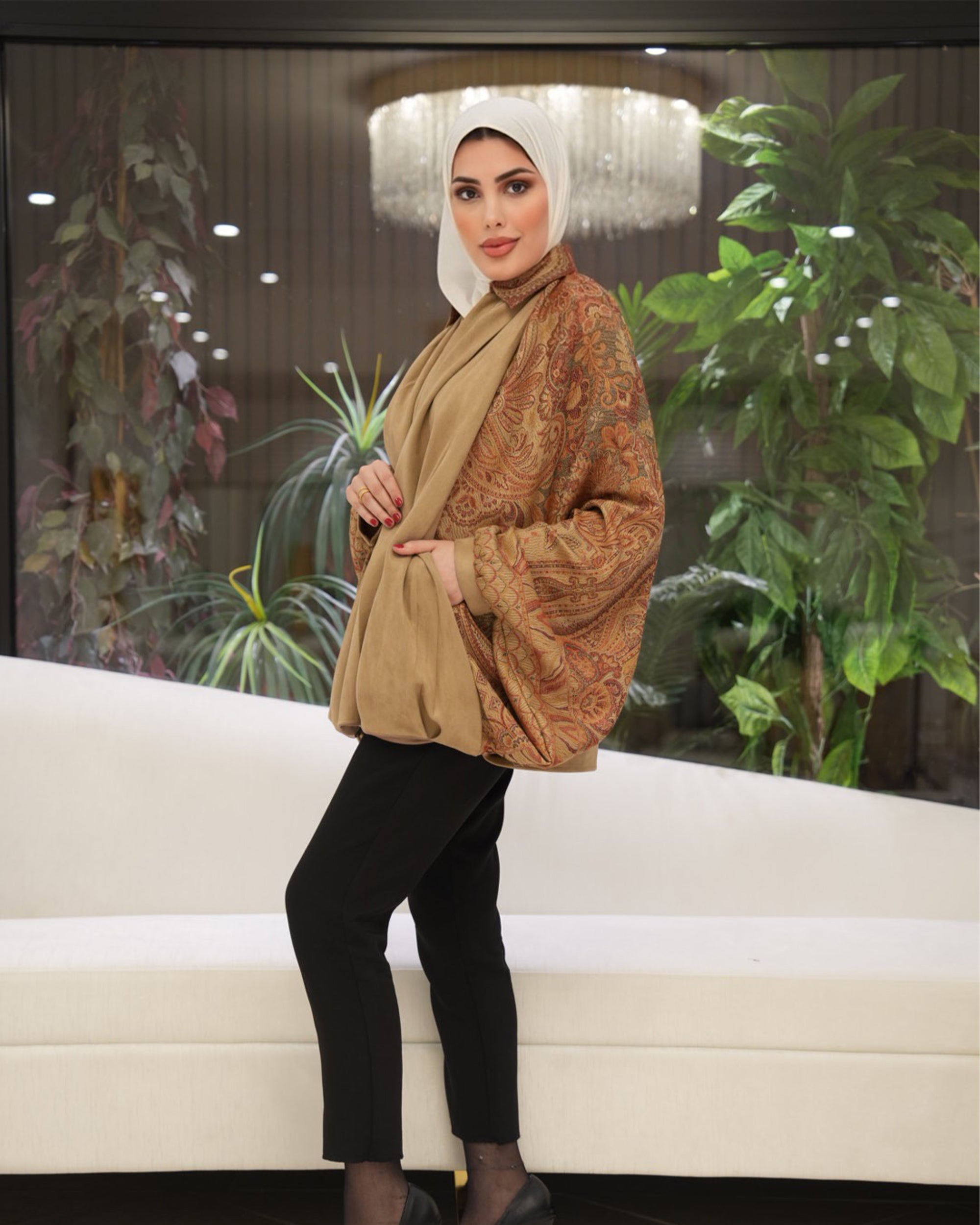 Shirt & Shawl Model 1109 - Chamois & Kashmir - Camel Beige