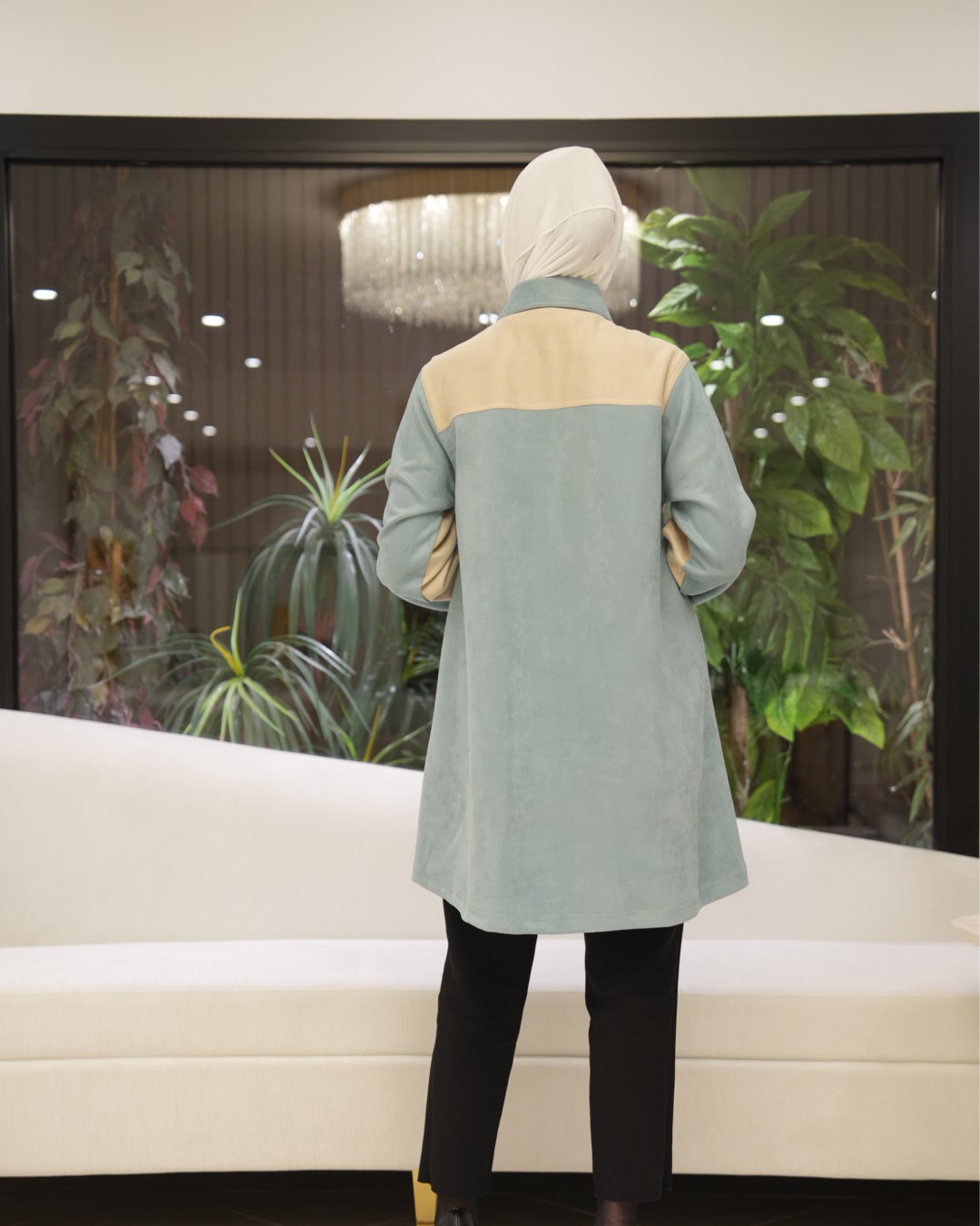 Shirt Model 1112 - Chamois - Light Blue & Cream Beige