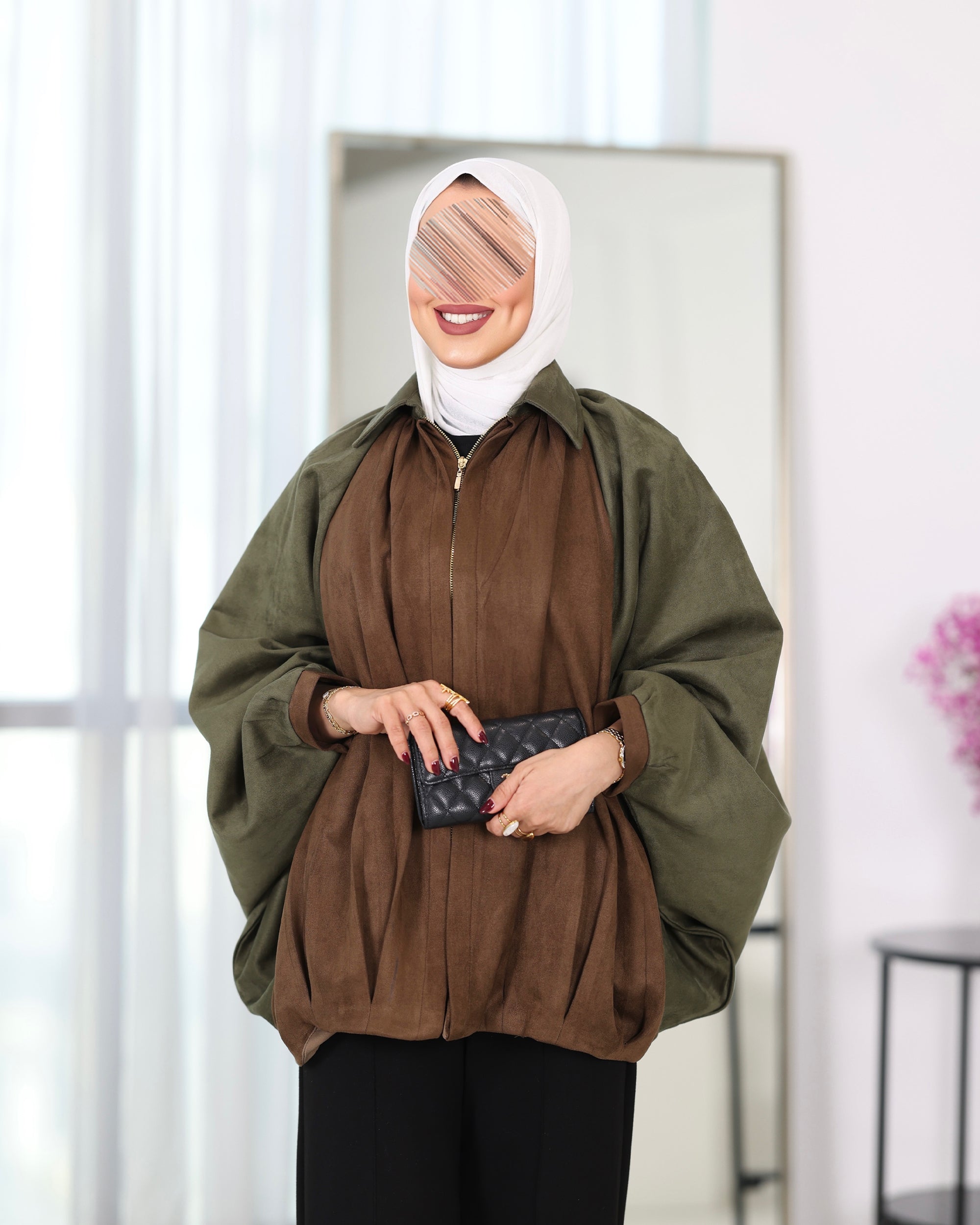 Shirt Model 1114 - Chamois - Olive Green & Brown