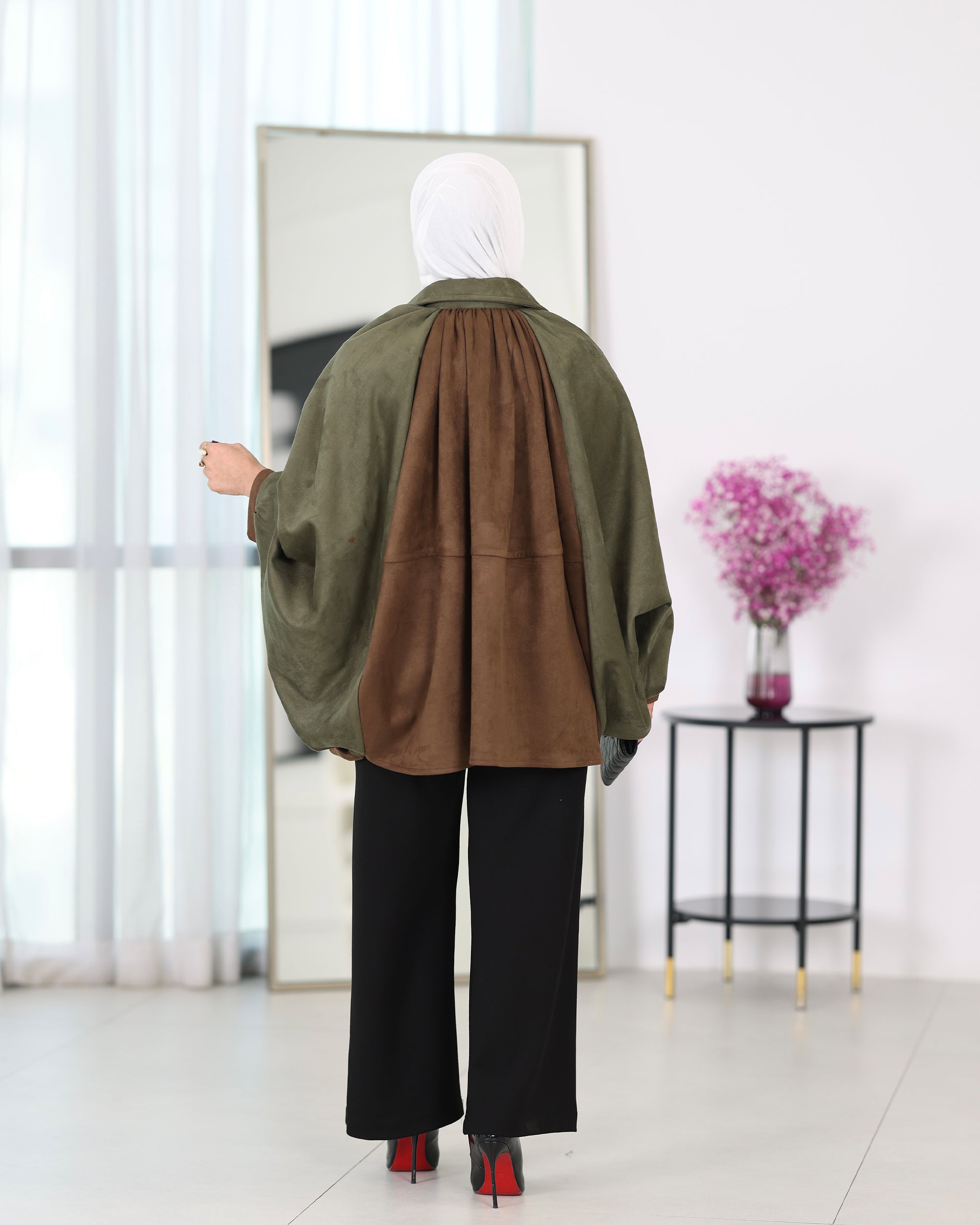 Shirt Model 1114 - Chamois - Olive Green & Brown