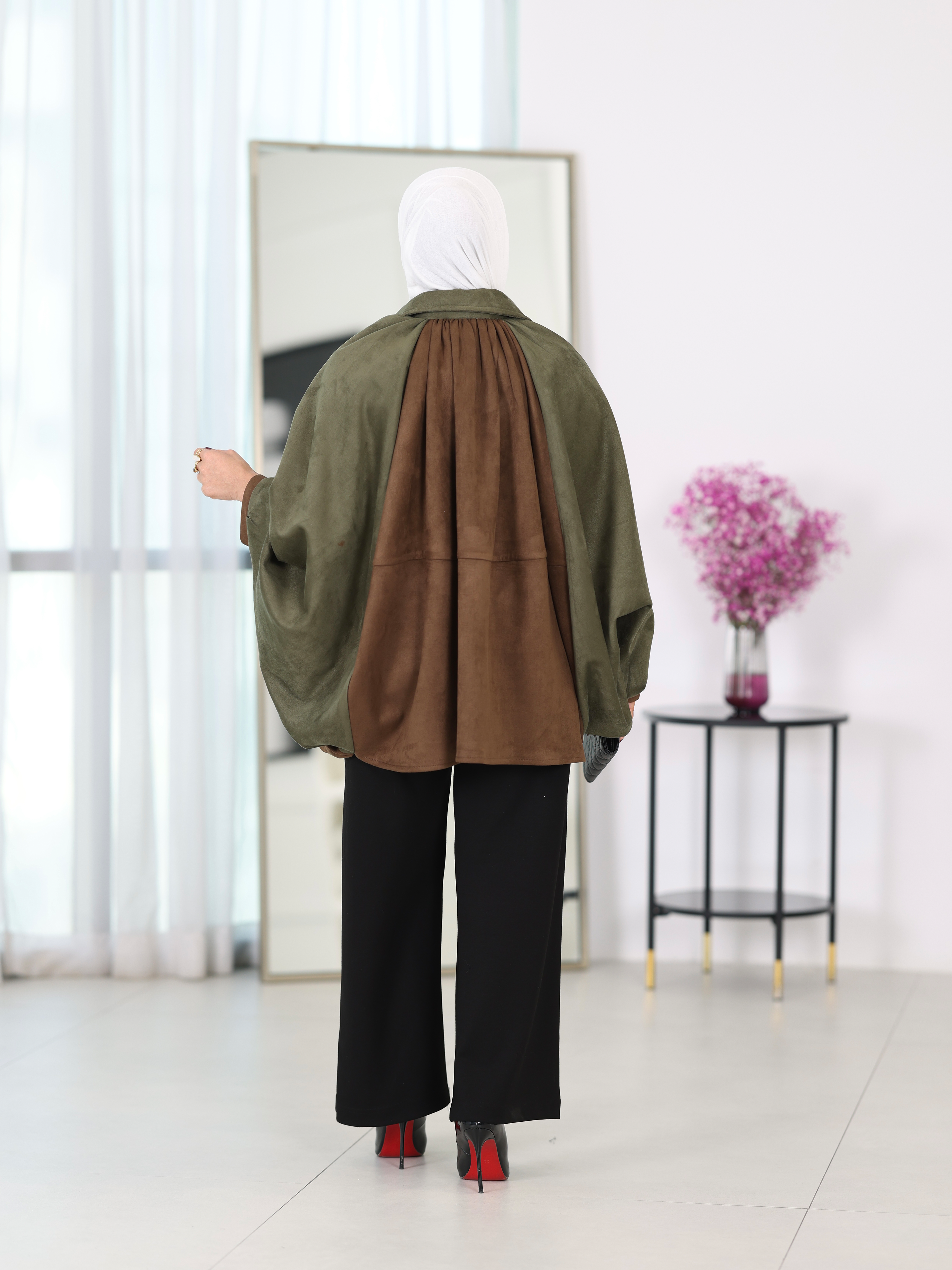 Shirt Model 1114 - Chamois - Olive Green & Brown