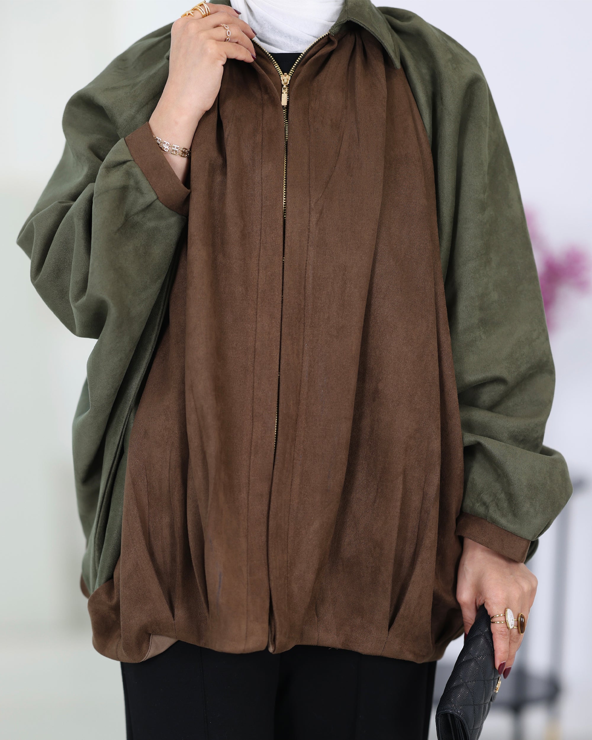 Shirt Model 1114 - Chamois - Olive Green & Brown