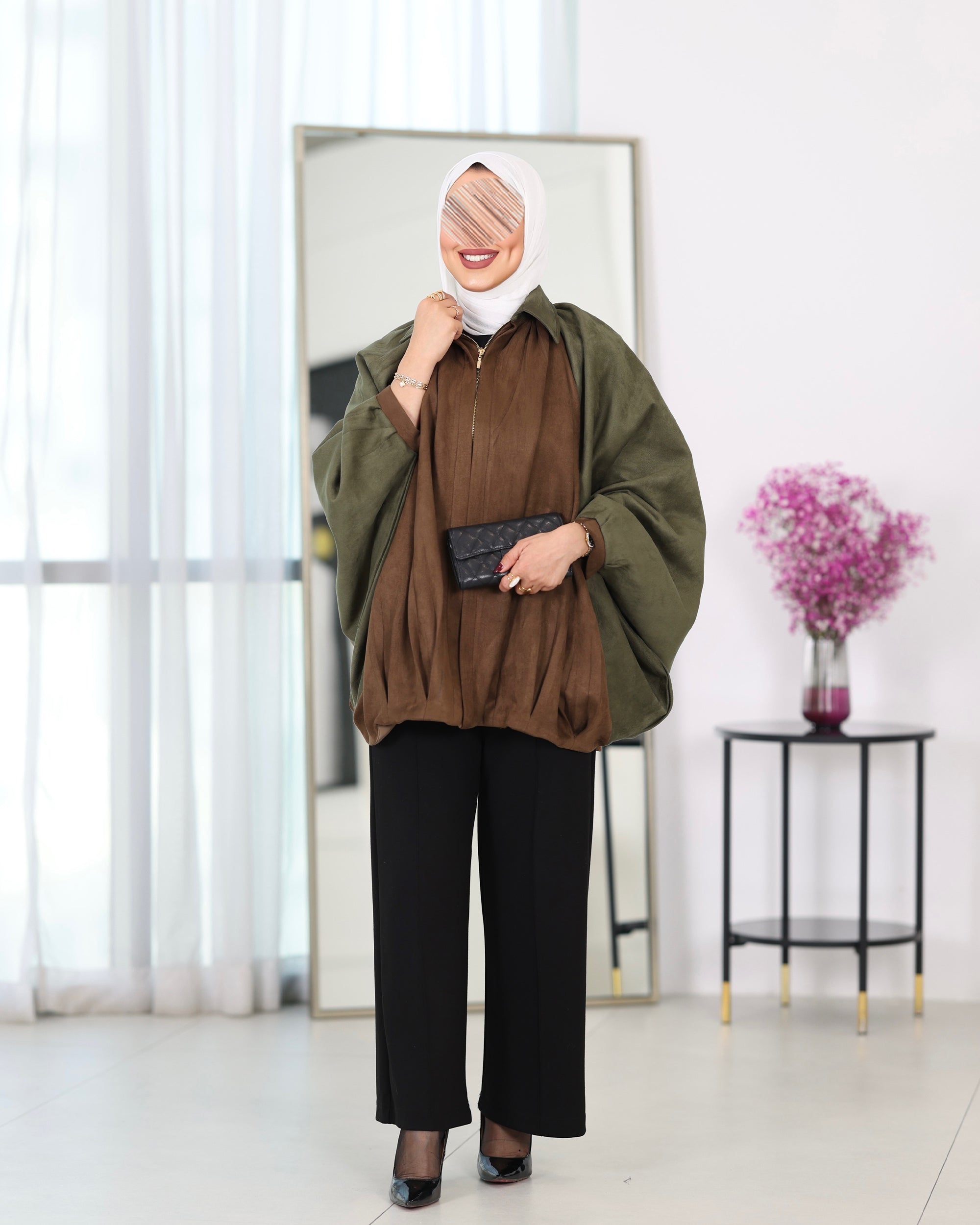 Shirt Model 1114 - Chamois - Olive Green & Brown