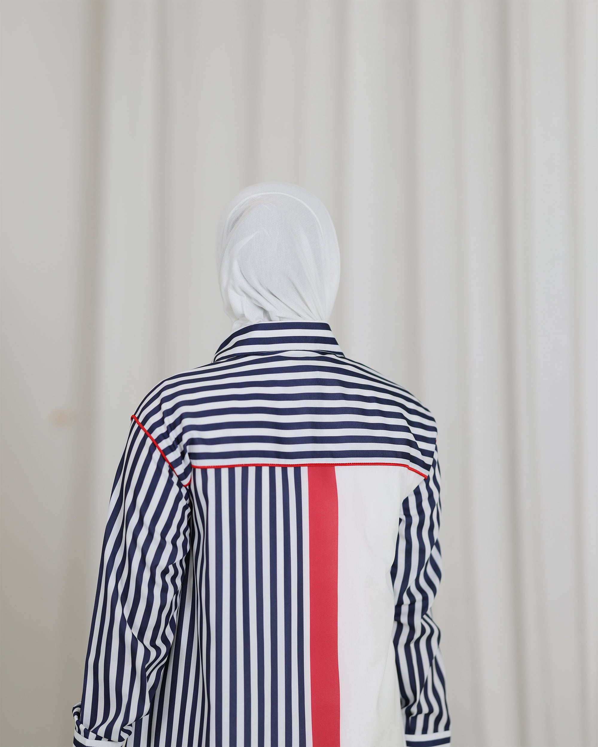 قميص موديل 1118 - بوبلين - أبيض وأزرق