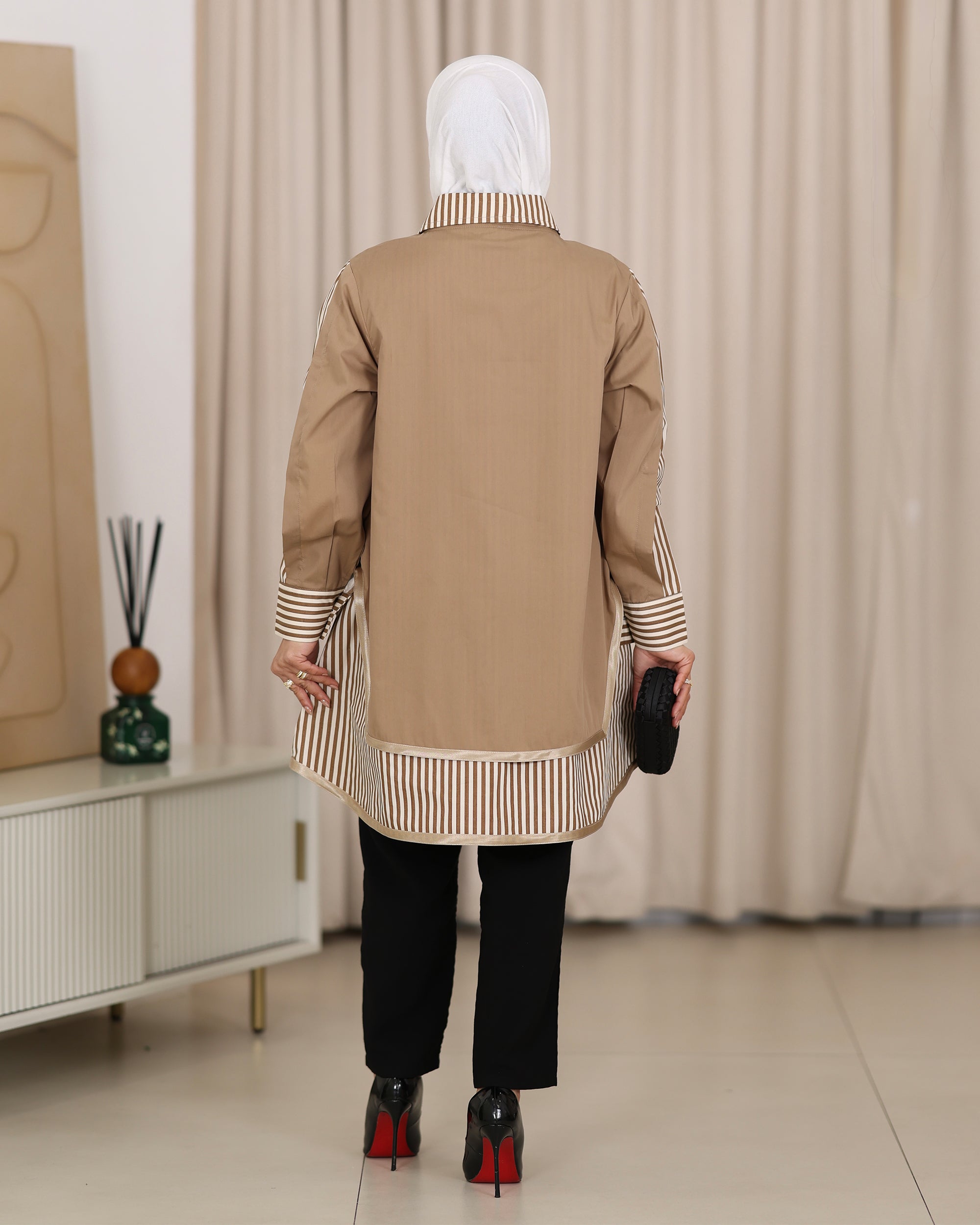 قميص موديل 1119 - بوبين - بيج