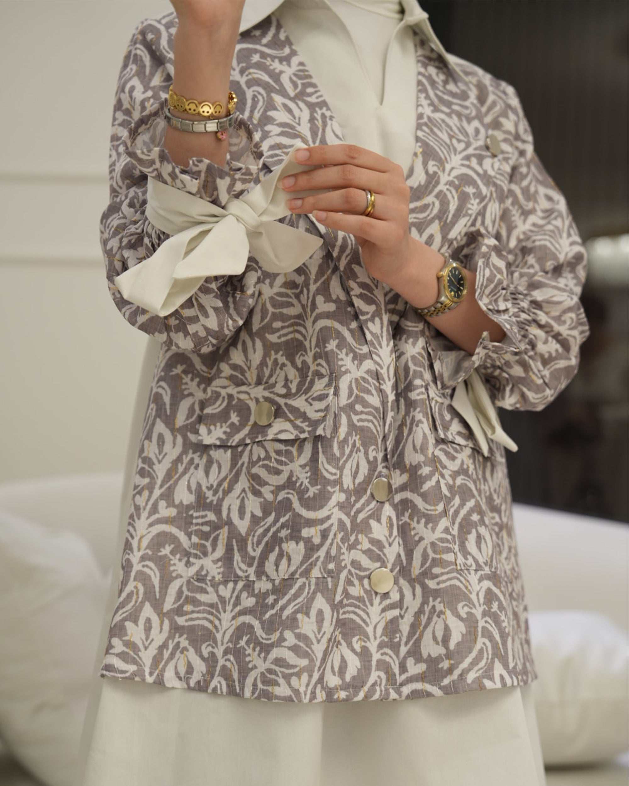 Shirt Model 1128 - Poplin - Grey & White