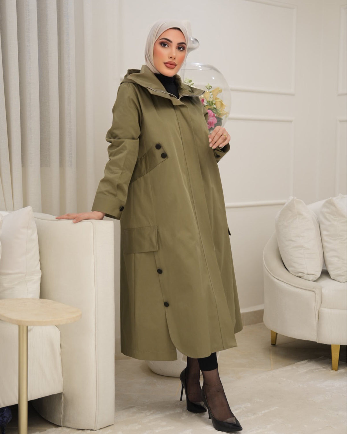 Trench Coat Model 1143 - Parachute - Olive Green