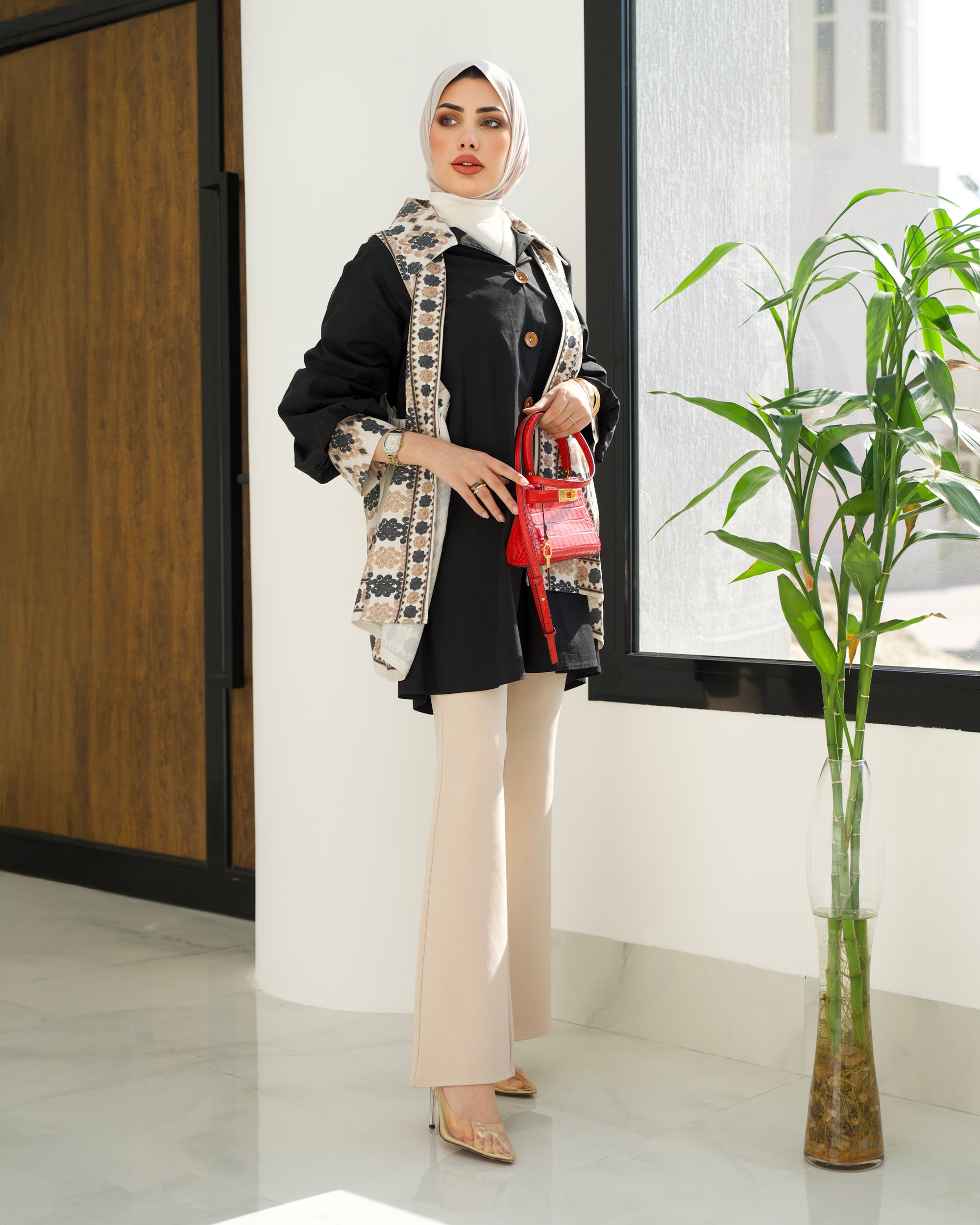 Shirt & Vest Model 1048 - Poplin & Linen - Black & Colored