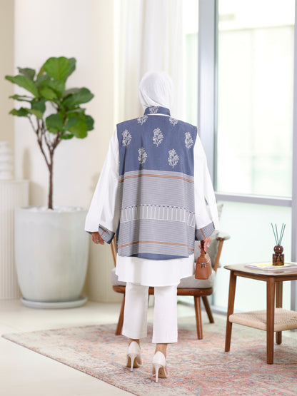 Shirt & Vest Model 1074 - Poplin & Turkish Cotton - Blue & White