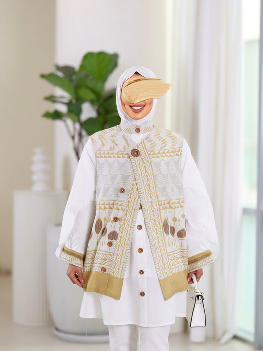 Shirt & Vest Model 1078 - Poplin & Turkish Cotton - Yellow & White