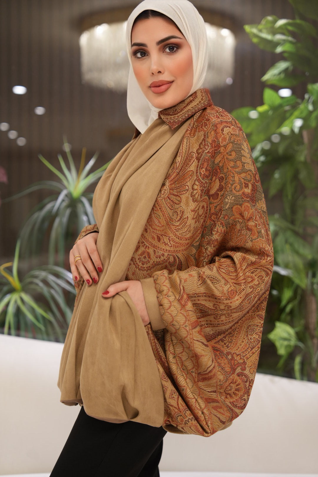 Shirt & Shawl Model 1109 - Chamois & Kashmir - Camel Beige