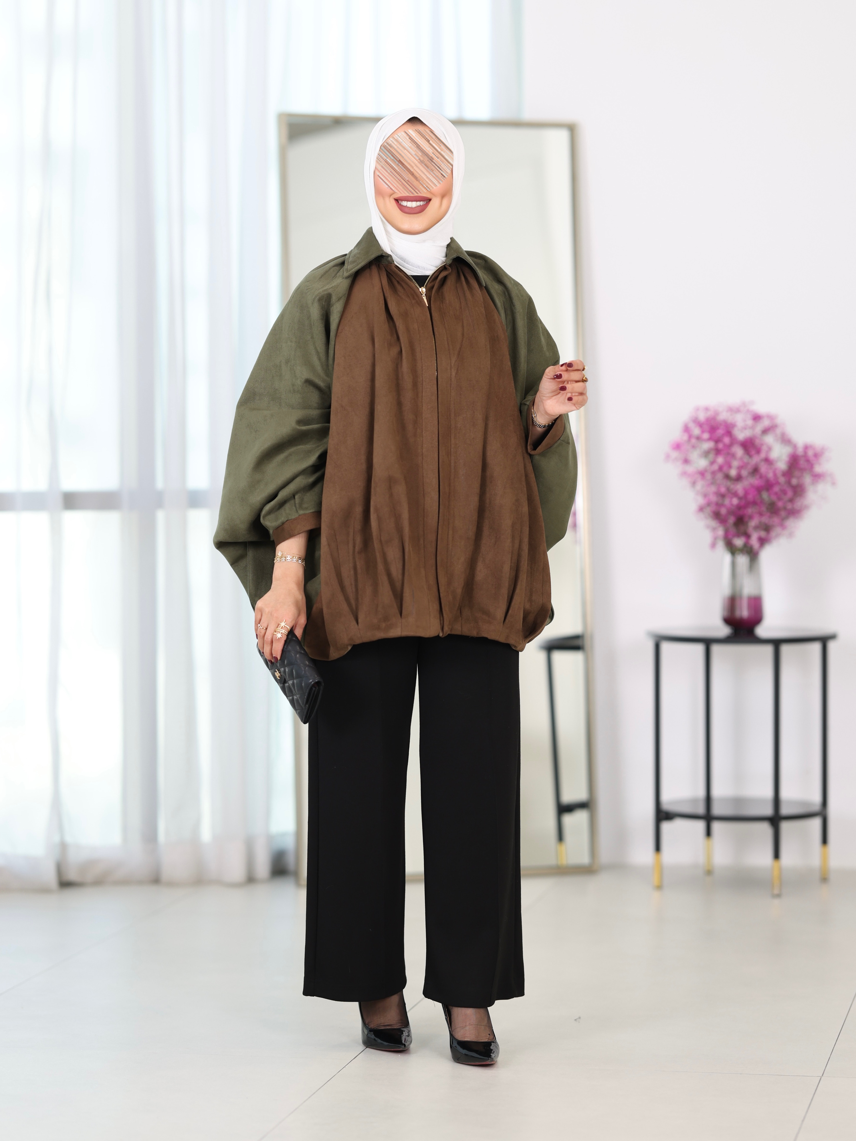 Shirt Model 1114 - Chamois - Olive Green & Brown