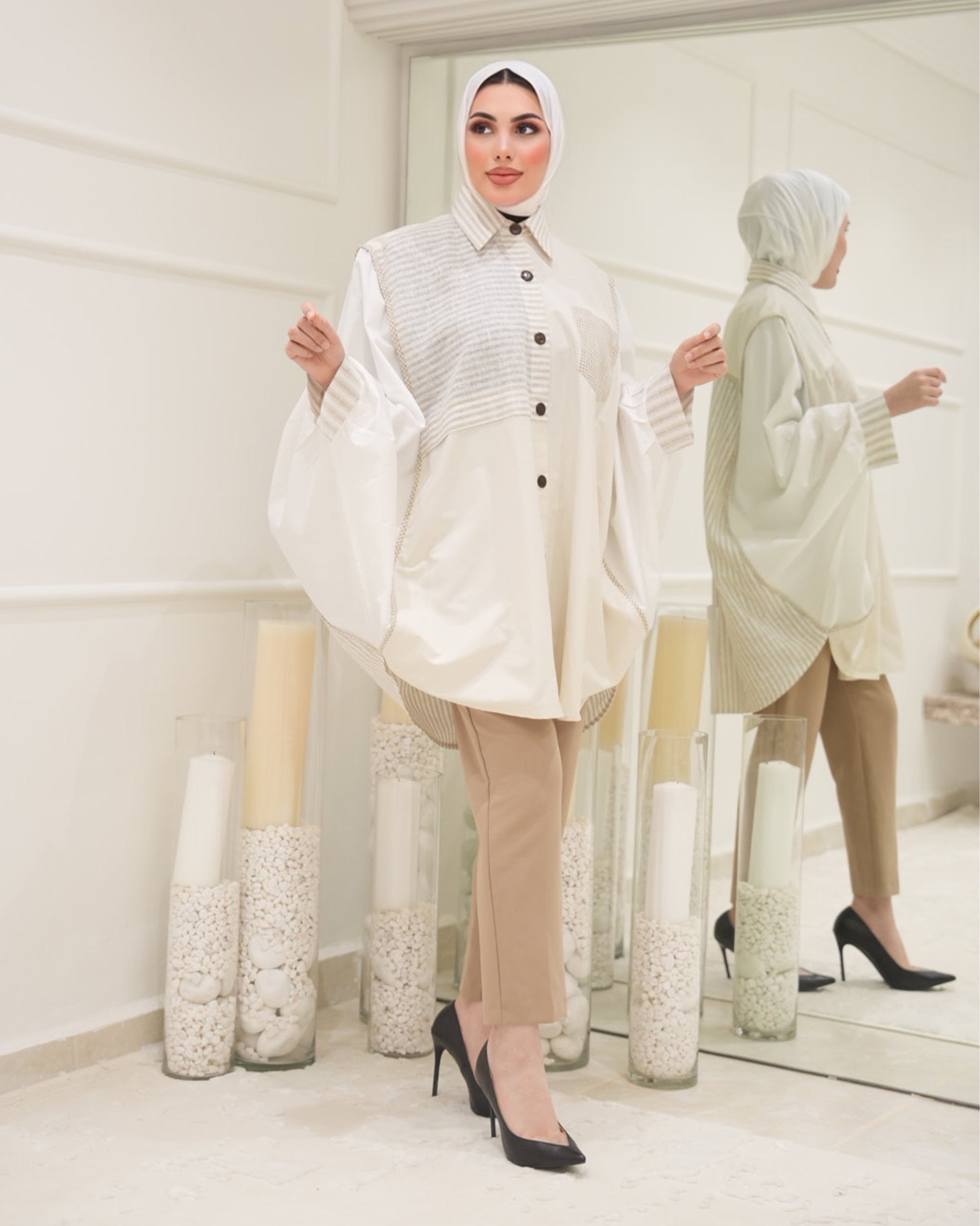 قميص موديل 1121 - بوبلين - أبيض